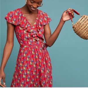 Anthropologie Maeve Red Floral Dress 🌹